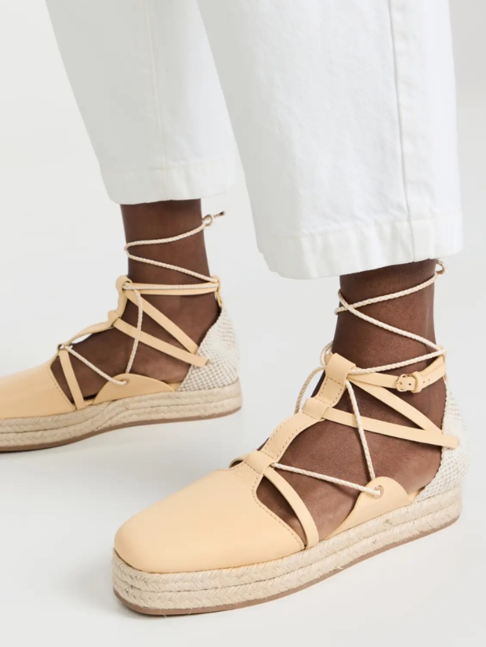 Ulla Johnson Imani Yellow Leather Tie Espadrille Flatform Platform Sandals